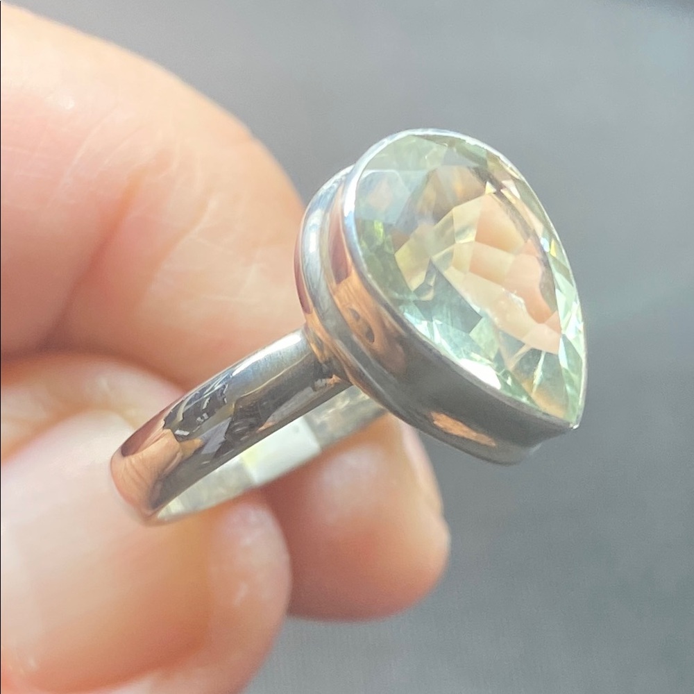GREEN AMETHYST NATURAL AND GENUINE STONE IN SOLID STERLING SILVER 925 SIZE 8.5 - Picture 7 of 10